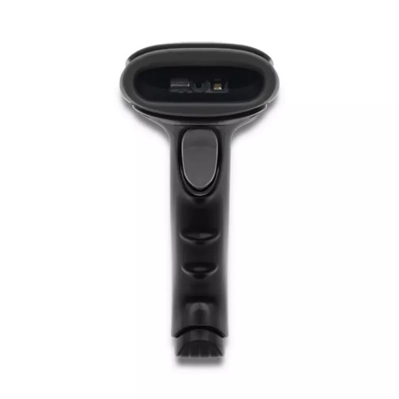 Lector de códigos de barras de mano QOLTEC 50868 — escáner láser 1D/2D, USB con cable e inalámbrico, distancia de trabajo 600 mm, negro