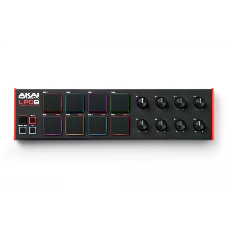 Teclado MIDI Akai LPD8 MKII 8 teclas USB negro, rojo