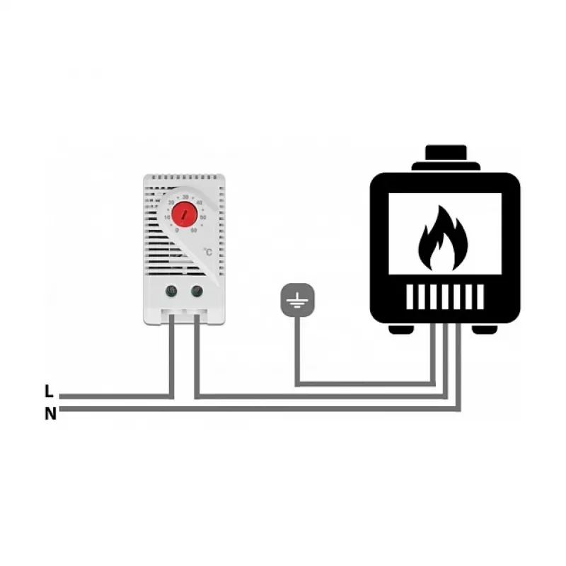 Termostato DELOCK 66824, carcasa de plástico, IP20, 30 W, 250 V, 10 A, 43×60×33 mm, gris/rojo