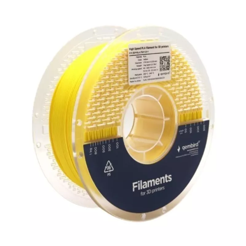 Filamento para impresión 3D Gembird PLA 1,75 mm Amarillo 1 kg