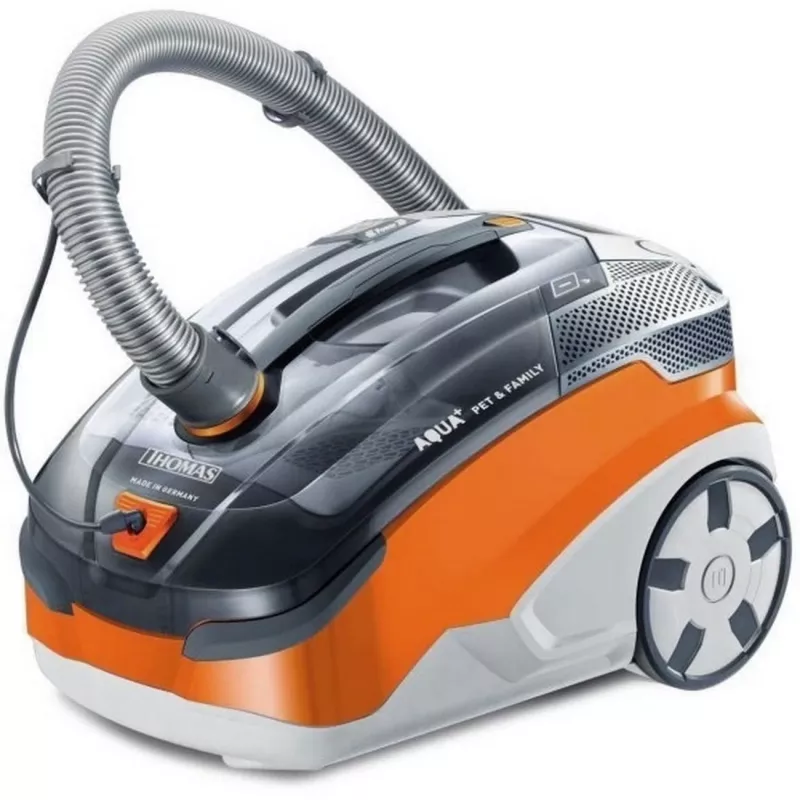 Aspirador de suelo THOMAS Aqua + Pet & Family 1,8 L — Aspirador en seco y húmedo, 1700 W, naranja/gris