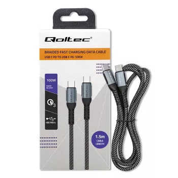 Cable USB Qoltec 52358 1,5 m USB-C Negro USB 2.0 0,48 Gbit/s