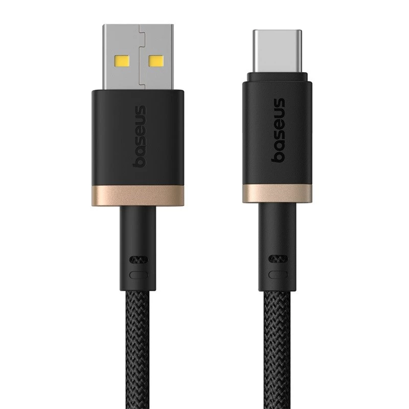 Baseus Dura Cable de carga rápida USB Type A a tipo C 60 W 2 m Negro, Oro