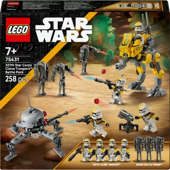 LEGO Star Wars set 327th Star Corps Clone Troopers Battle 75431 — 258 piezas, 7 minifiguras, edad 7+