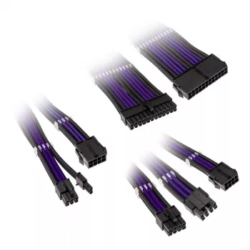 Kolink Core Adept Kit de Extensión de Cables Trenzados - Jet Negro/Titán Morado