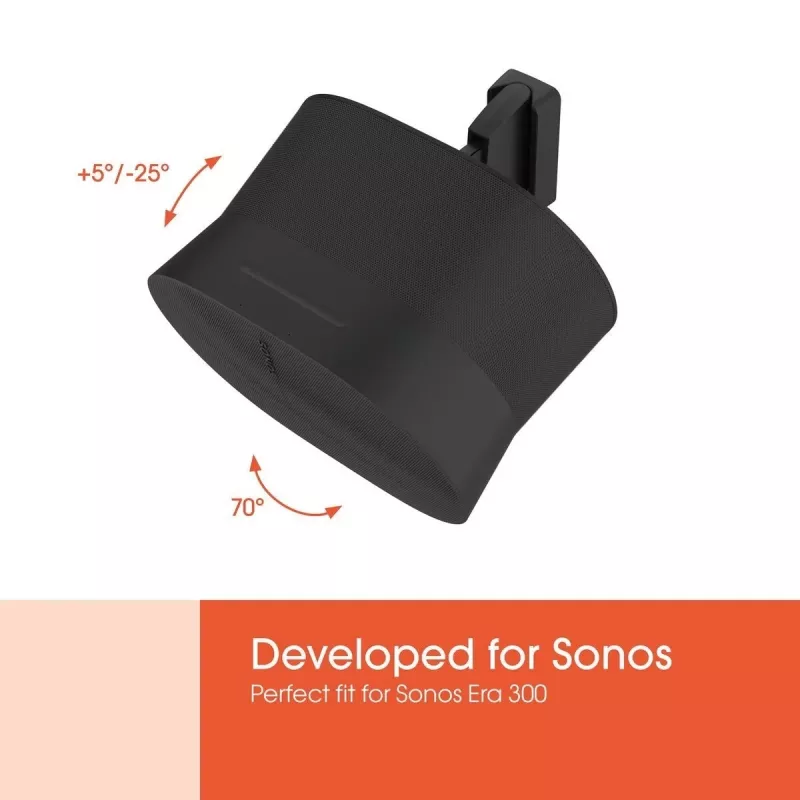 Soporte de pared Vogels | Soporte de pared para altavoz para Sonos Era 300 | Inclinable, orientable | Capacidad de carga máxima 7 kg | Negro