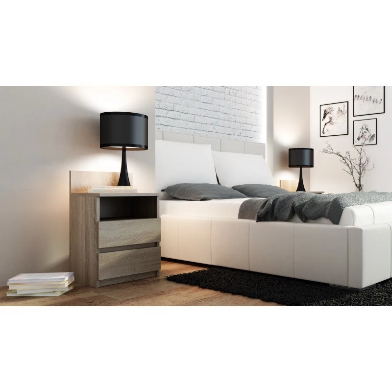 Top E Shop M1 SONOMA MAT mesita de noche, 2 cajones, roble
