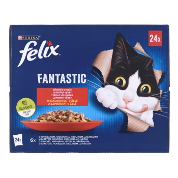 Felix Fantastic sabores rurales en gelatina - Comida húmeda para gatos - 24x 85 g