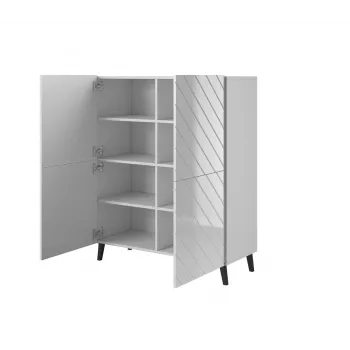 Estantería Cama Meble ABETO 100,5 x 40 x 121,5 cm blanco/blanco brillante, armario de pared de suelo