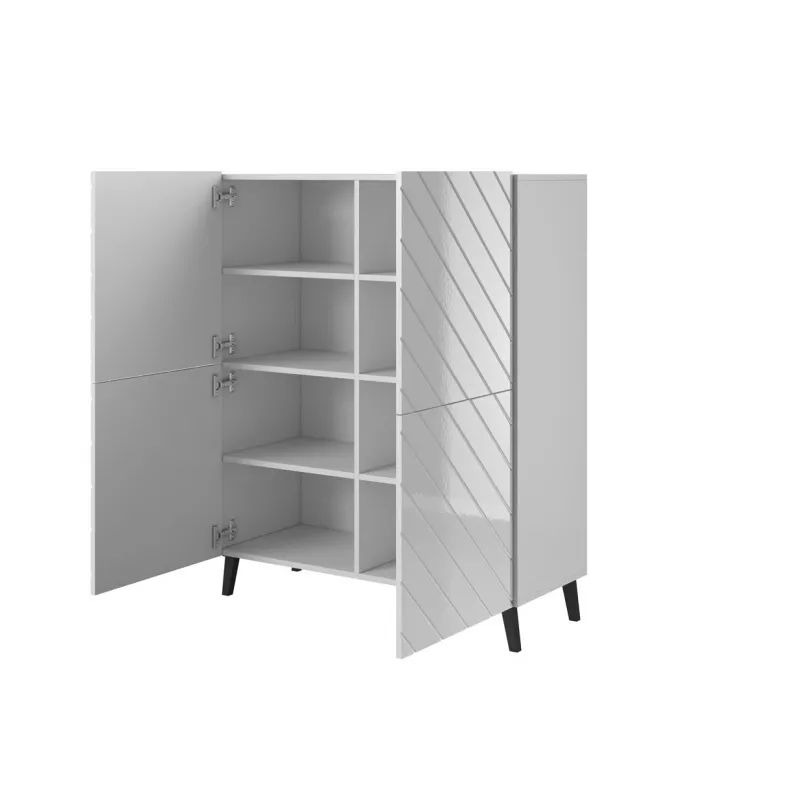 Estantería Cama Meble ABETO 100,5 x 40 x 121,5 cm blanco/blanco brillante, armario de pared de suelo