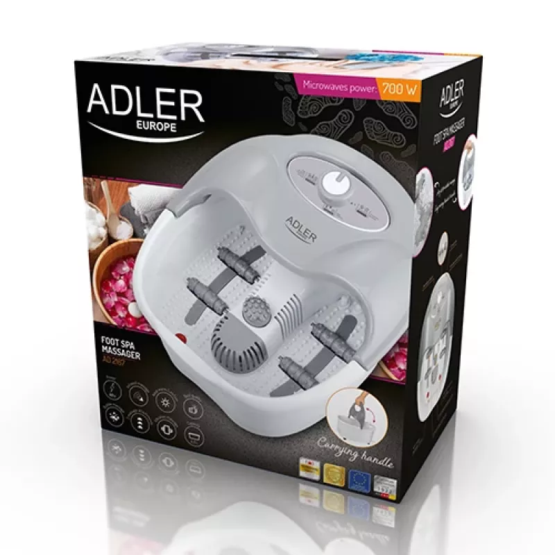 Masajeador de piernas Adler AD 2167 con masaje por rodillos y vibración, calor, intensidad ajustable, 80 W, gris blanco