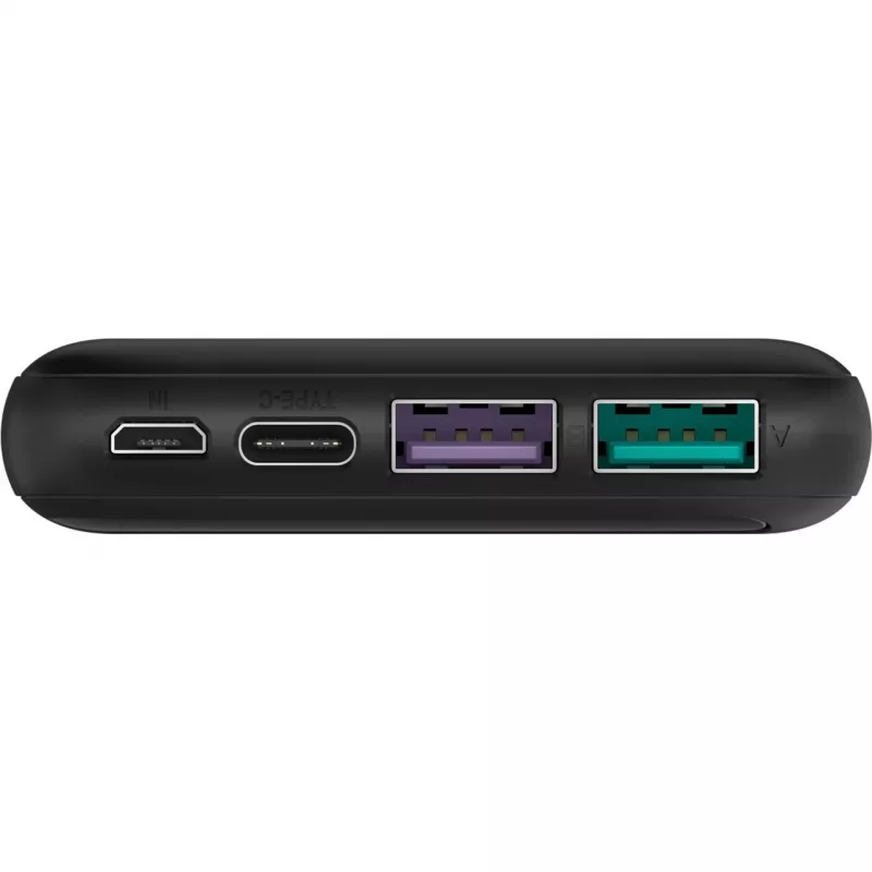 Batería externa de carga rápida 10.000 mAh (negra, USB-C PD, QC 3.0, 10.000 mAh)