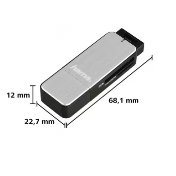 Lector de tarjetas Hama 123900 USB 3.2 Gen 1 (3.1 Gen 1) negro, plata