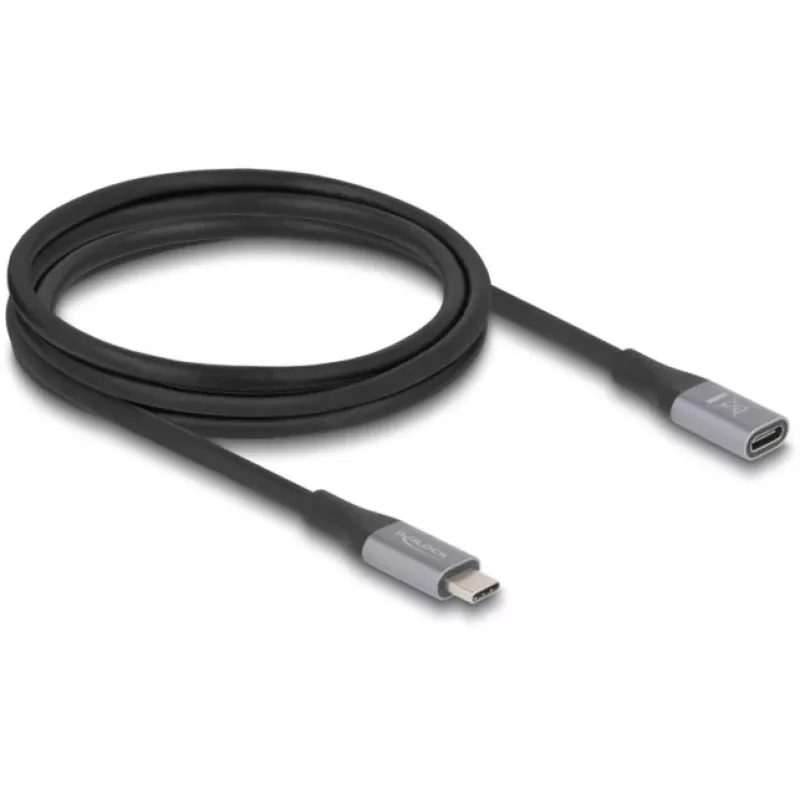 Delock 81202 cable alargador USB-C 40 Gbps, macho a hembra, PD 240 W, 2 m, gris