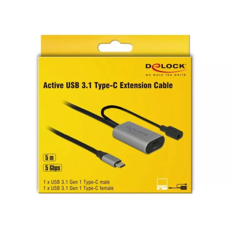 Delock USB-C Cable alargador activo, 5 m, USB 5 Gbps (USB-20225 / 85392)