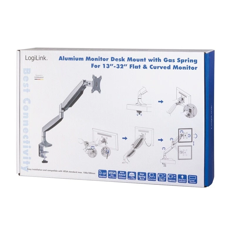 Soporte de monitor LogiLink BP0042 81,3 cm (32 pulgadas) de escritorio aluminio