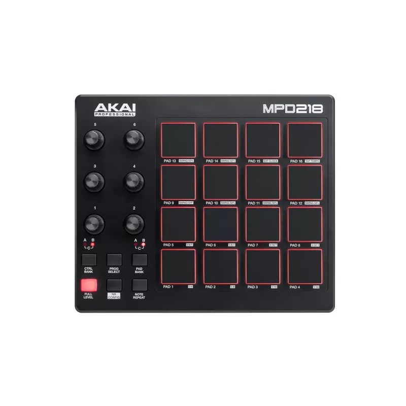 Mesa de mezclas Akai MPD218 Negro 16 pads USB Controlador MIDI