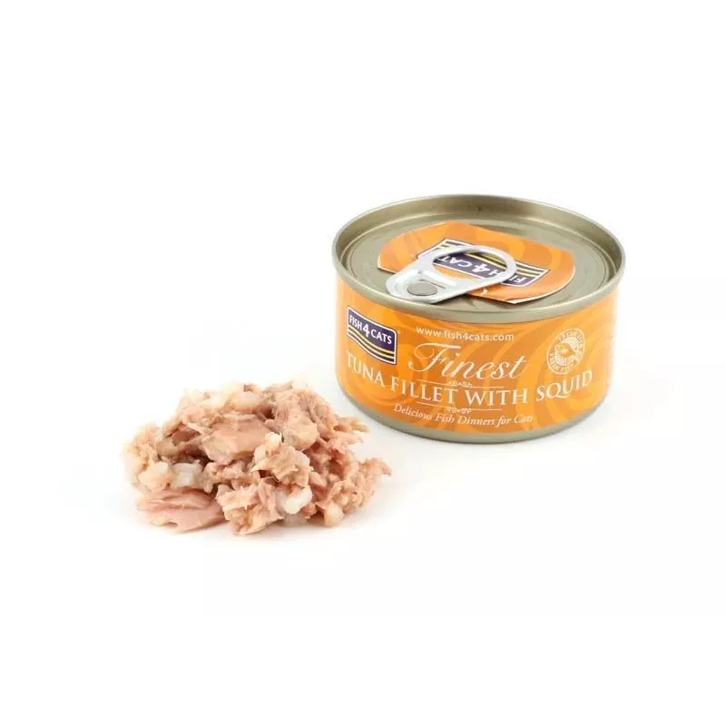 FISH4CATS Filete de atún con calamar - comida húmeda para gatos - 70 g