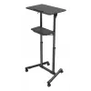 Gembird TVS-DESK-01-BK escritorio de pie móvil con ruedas, altura regulable 111–134,5 cm, inclinación 30°, máx. 20 kg, negro