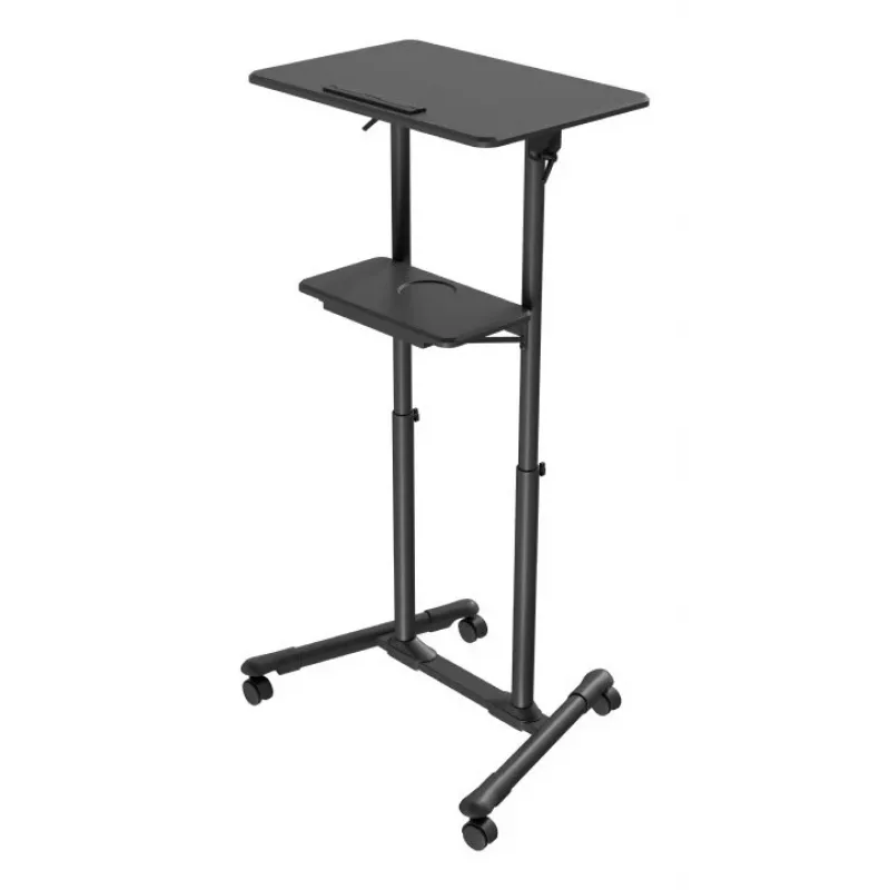 Gembird TVS-DESK-01-BK escritorio de pie móvil con ruedas, altura regulable 111–134,5 cm, inclinación 30°, máx. 20 kg, negro