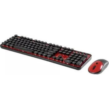 Set de teclado y ratón Renkforce RF-DS-RETRO QWERTZ negro rojo – combo con cable con distribución QWERTZ