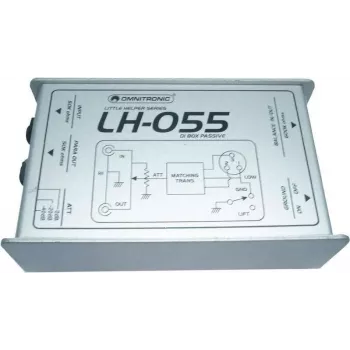 Caja DI pasiva Omnitronic LH-055 1 canal — caja directa pasiva para uso con instrumentos/línea, 1 entrada, salida XLR balanceada