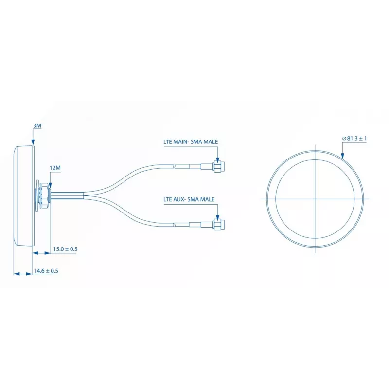 Antena LTE Teltonika 003R-00252, montaje en techo con conectores SMA, COMBO MIMO