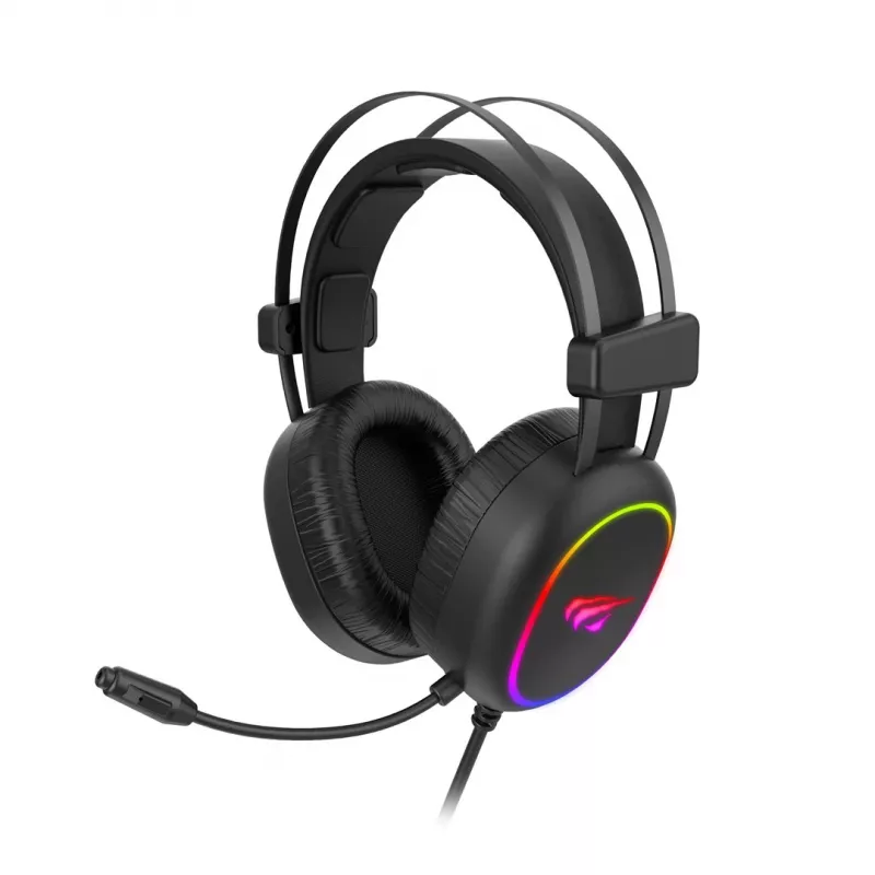 Auriculares gaming Havit RGB negros 2016D con cable y diadema
