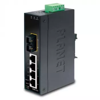 Switch Fast Ethernet de 4 puertos PLANET IP30 slim Type 4 puertos, switch Ethernet industrial + 1 puerto, 100Base-FX(SC) (-10 - 60° C) (ISW-511)
