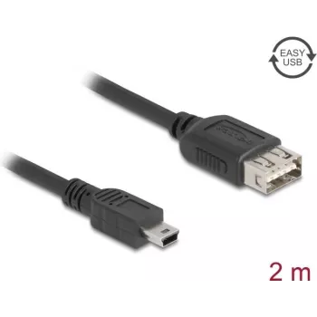 Cable USB DeLOCK USB 2.0 2 m Mini-USB B USB A negro 81525