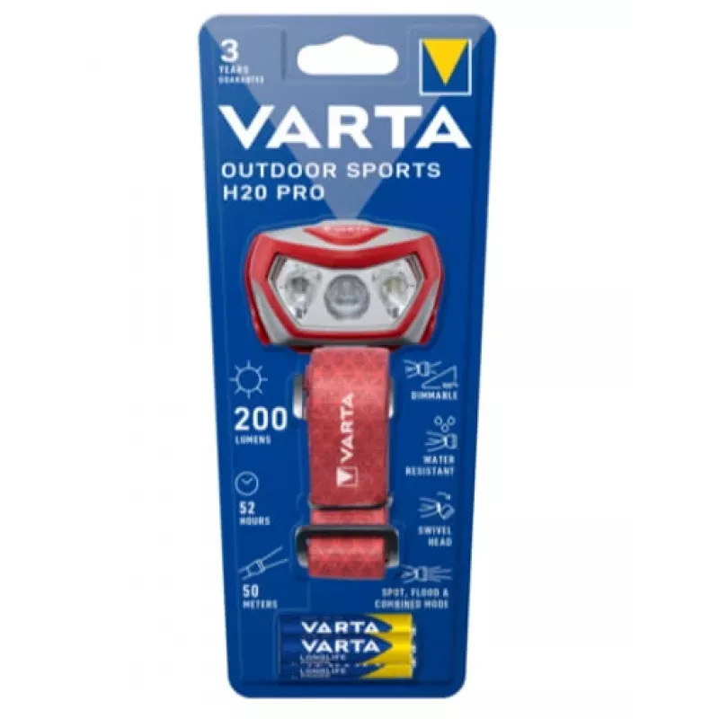 Linterna frontal Varta Outdoor Sports H20 Pro gris rojo