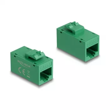 Delock 90640 Módulo Keystone RJ45 hembra a RJ45 hembra, Cat.6A UTP, verde