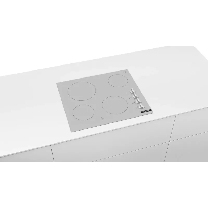 Placa eléctrica de radiación Bosch PKE612CA2E, 6600 W, 4 zonas de cocción, Blanca