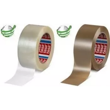 Tesa Cinta de embalaje de PET, adhesivo de caucho, 132 m x 50 mm, marrón, 6 rollos