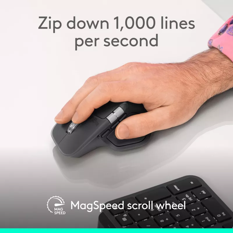 Logitech MX Master 4 for Business Ratón – Inalámbrico + Bluetooth, 8000 DPI, Grafito | Logitech