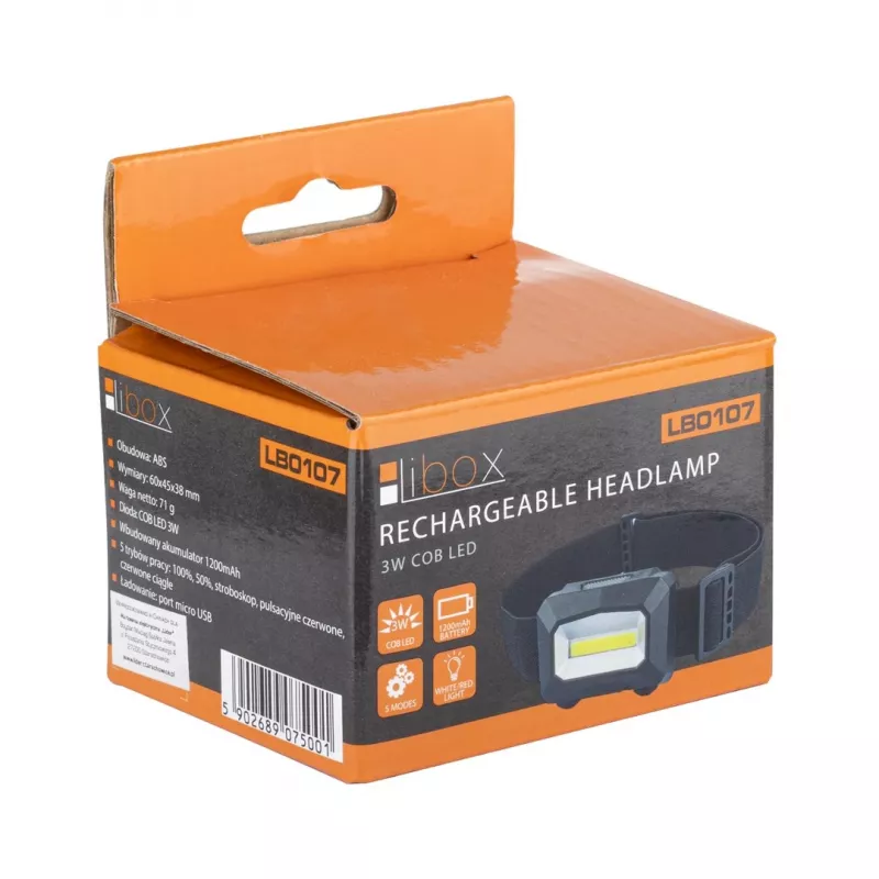 Linterna Libox LB0107 negra linterna frontal LED