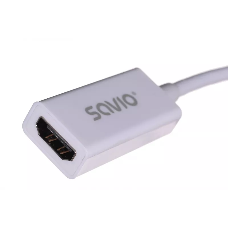 Cable adaptador de vídeo SAVIO Mini DisplayPort (conector macho) a HDMI Type-A (conector hembra) 0,2 m, blanco