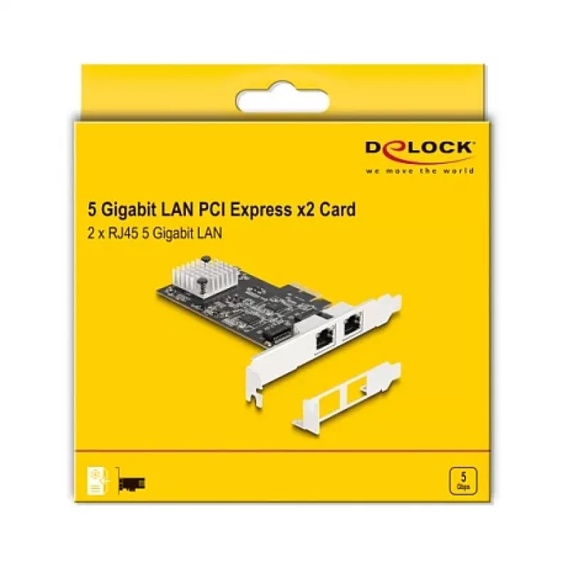 Tarjeta de red DeLOCK 81261 PCI Express x2, 2 x RJ45 5 Gigabit LAN