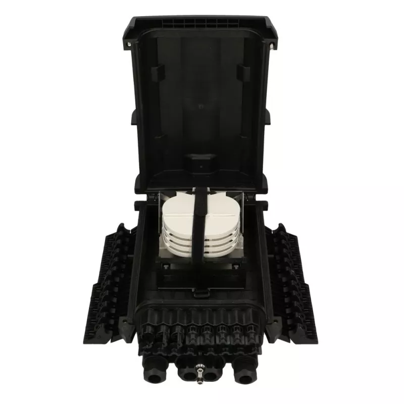 Caja de terminación de fibra óptica Extralink POLA 16 fibras, carcasa ABS, negra