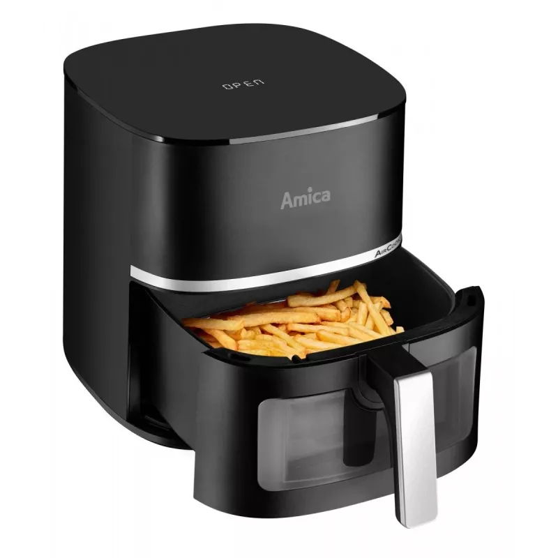 Amica AFM 6020 freidora de aire, 7,2 l, 1700 W, 10 programas, pantalla LCD, negra