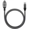 Cable Ethernet USB-C 3.2 Gen2 Conector macho > Conector macho RJ-45, adaptador LAN negro/Plata, 1,5 metros, funda de textil trenzado