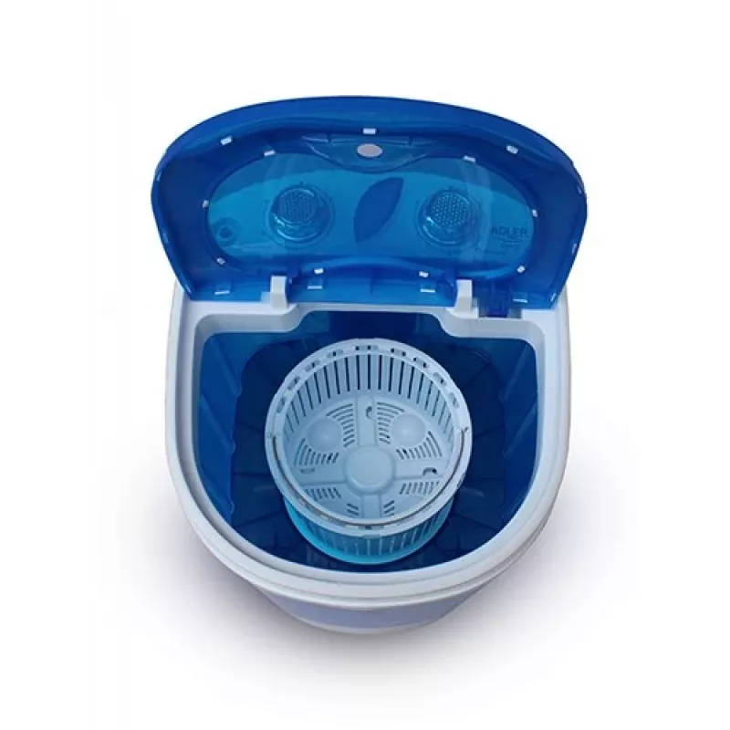 Adler AD 8051 lavadora de carga superior 3 kg con centrifugado, semiautomática, anchura 38 cm, profundidad 37 cm, blanco/azul