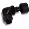 Racor de rosca giratorio 90° para tubo rígido 16/10 mm G1/4, negro, conexión para tubos flexibles (PVC, silicona, neopreno)