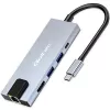 Hub USB-C QOLTEC 53795 5 en 1 con 100W PD, 2×USB-A, HDMI 4K, RJ45