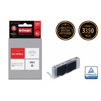 Cartucho de tinta ActiveJet ACC-551GN — compatible Canon CLI-551GXL, gris, High (XL) 15 ml