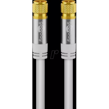 Goobay Cable de antena SAT (tipo 135 dB), apantallado 4 veces, 1 m, blanco - dorado, conector macho F > conector macho F (70598)