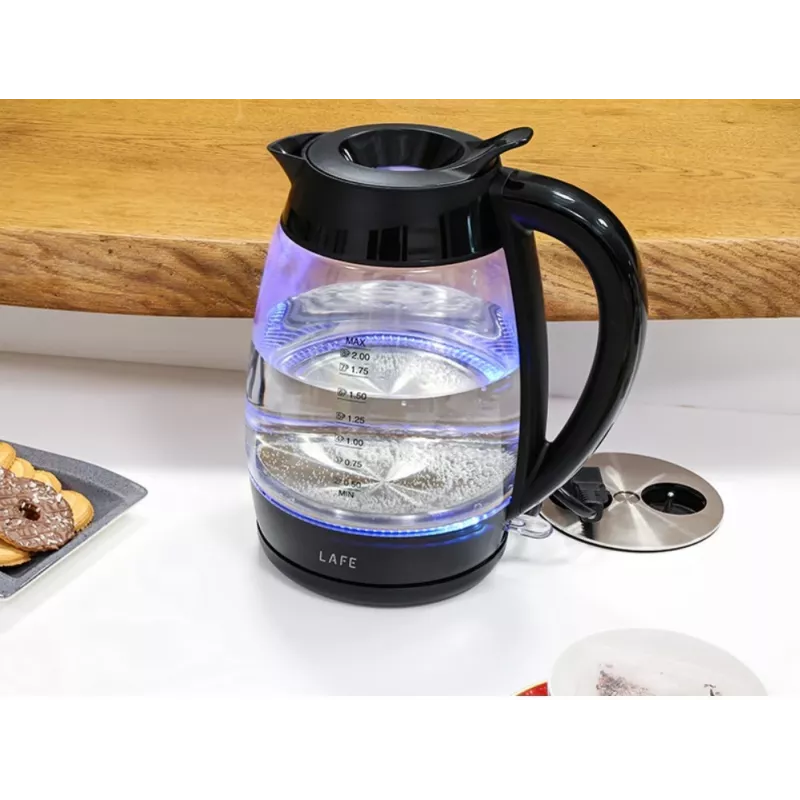 Lafe Essential XL CEG016 hervidor eléctrico de cristal, 2 l, 2200 W, negro