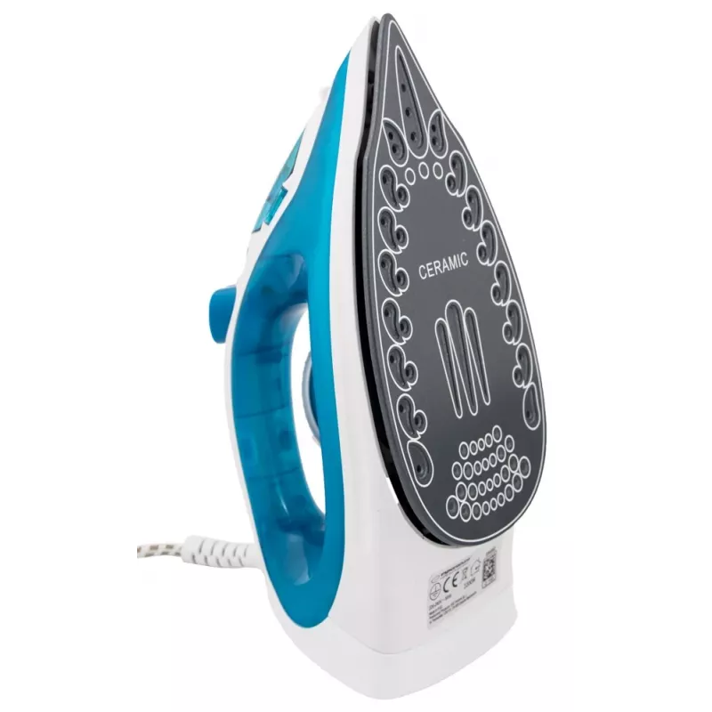 Plancha de vapor Esperanza EHI002 Slider, 2200 W, suela cerámica, vapor vertical, blanca/azul