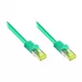 Latiguillo RJ45 con cable Cat.7 y protección de lengüeta (RNS®), S/FTP, PiMF, libre de halógenos, 600MHz, OFC, verde, 0,5m, Good Connections® (8070R-005G)