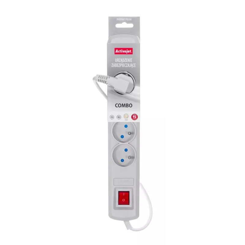Regleta con cable Activejet gris ACJ COMBO 5G/1,5M/BEZP. AUT/S